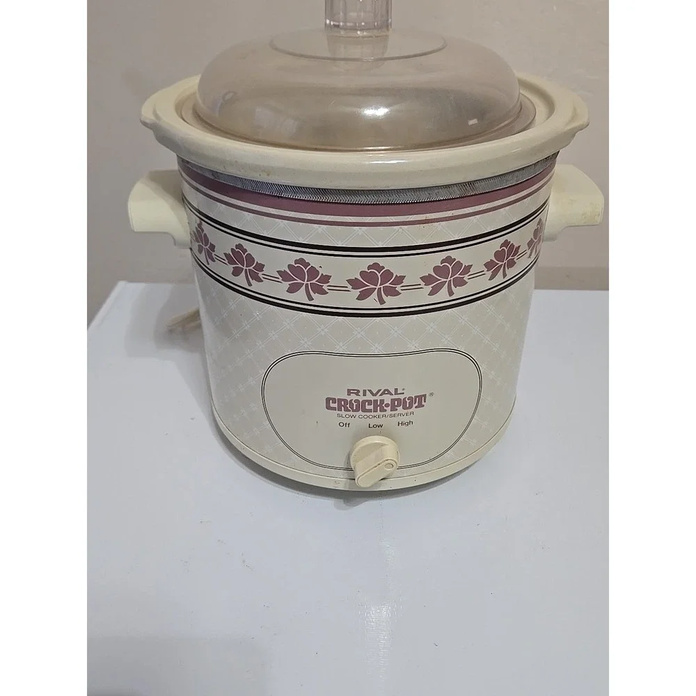 VTG Rival Crock Pot 3.5 Qt Slow Cooker 3150 Tested Working w/ Lid Stone White